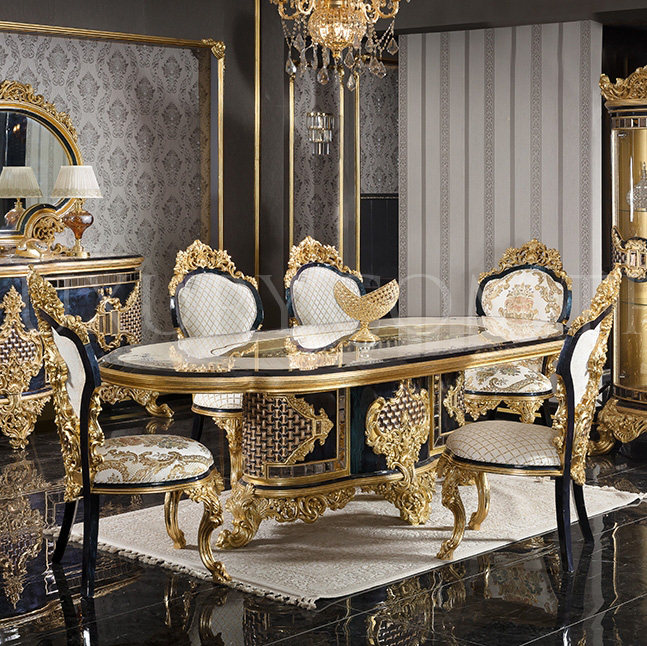欧式餐桌法式餐台意式古典长方椭圆饭桌餐椅别墅餐厅雕花家具定制