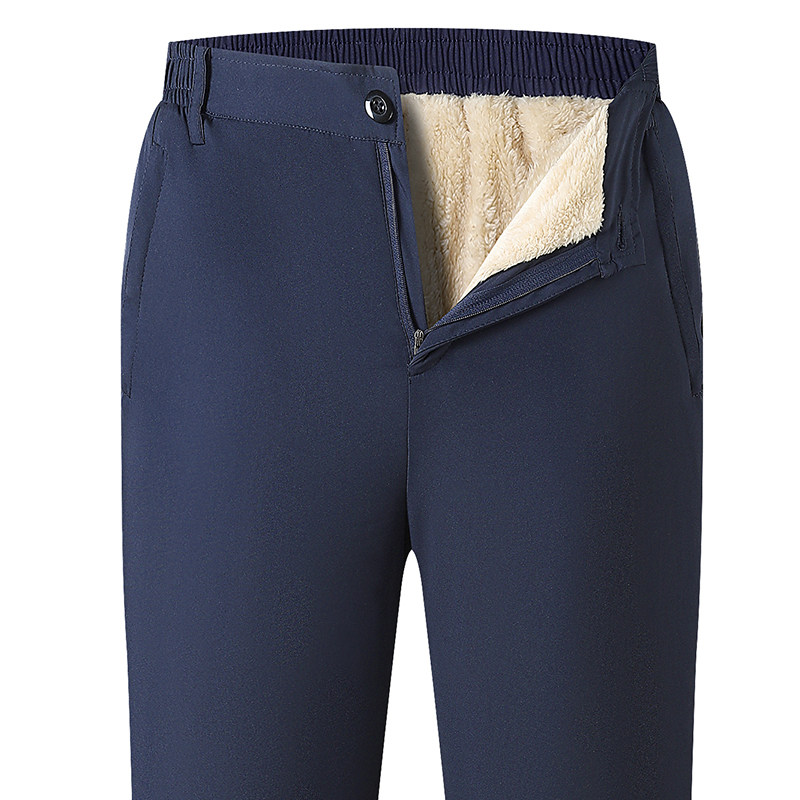 中老年人休闲棉裤男士冬季宽松大码保暖裤爸爸加绒加厚长裤子外穿