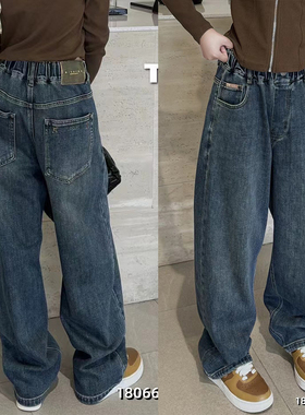 天依角2024秋季新款男女复古水洗牛仔裤18066中大童男友裤18096