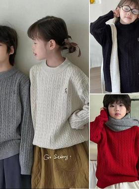 G+童装2024秋冬男女儿童小鹿绣花毛衣中大童羊毛混纺针织衫6860