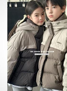 清仓阿尼卡ANIKA2024冬新款男女中大童洋气拼色羽绒服外套3642