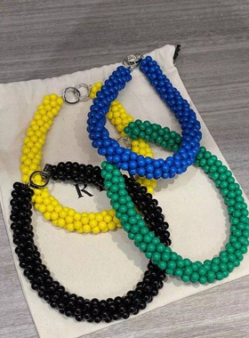 珠珠复古锁骨链珍珠亚克力