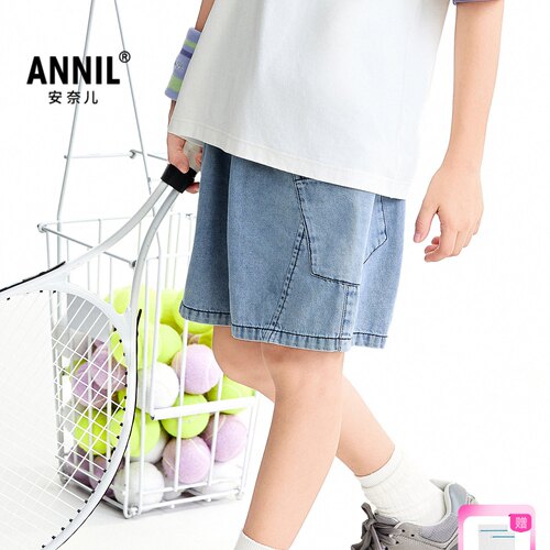 【商场同款】安奈儿童装男童牛仔短裤2026夏新款全棉直筒AB626164