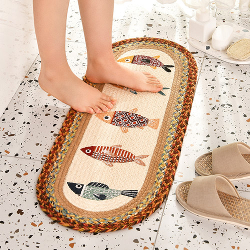 手工绘画馨点家麻绳中式家用地垫