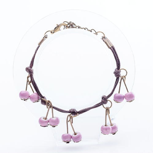 thumbnail for Handmade Original New Ceramic Handmade Red Cherry Bracelet, Retro, Fresh, Artistic, Sweet Girl's Bracelet Jewelry