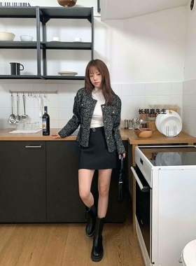 2025年秋冬新款韩国东大门直邮 cina小香风绒感花纹短外套