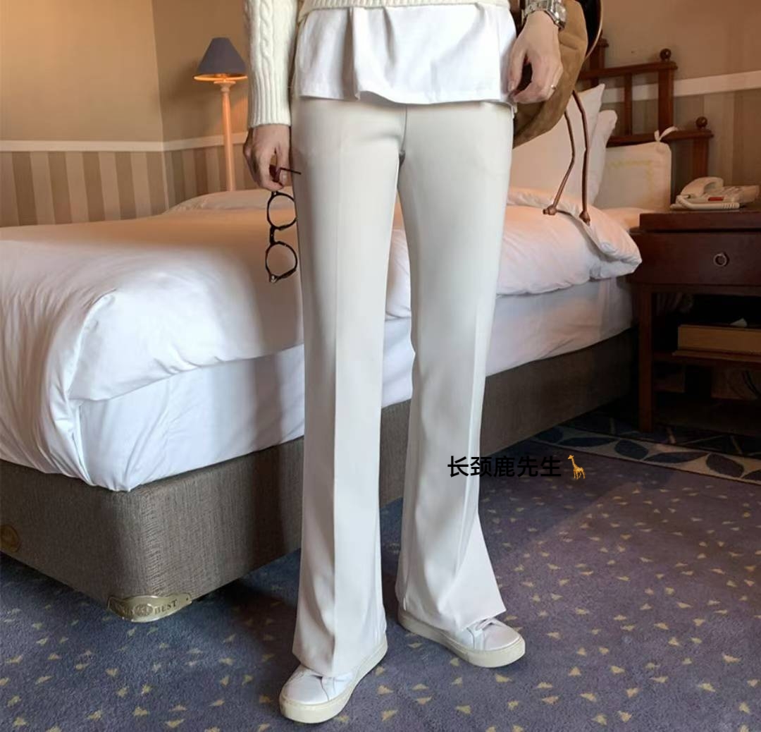 2025年秋冬新款韩国东大门直邮 marly松紧腰开叉拉绒西装裤