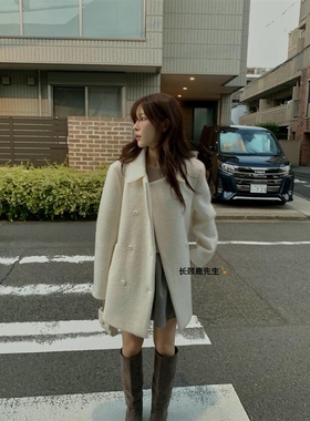 2025年秋冬新款韩国东大门直邮 miel气质双排扣毛呢外套