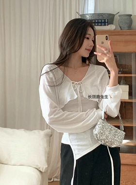 2026年春夏新款韩国东大门 leeds纯色系带式套装短款开衫