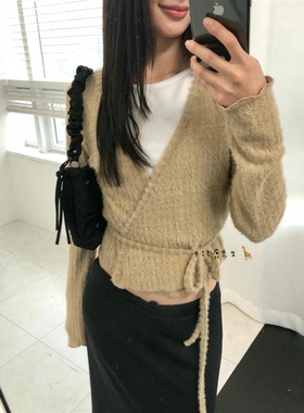 2025年秋季新款韩国东大门直邮 miniseries奶绒绒系带开衫