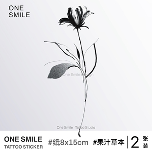 ONESMILE 2张 草本果汁防水持久性感辣妹不反光仿真纹身贴 山茶花