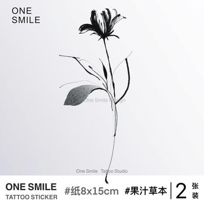 ONESMILE 山茶花 2张 草本果汁防水持久性感辣妹不反光仿真纹身贴