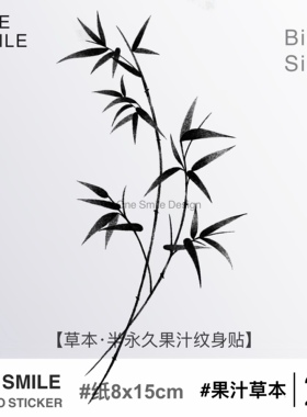 NEOSMILE 富贵竹可爱草本果汁半永久高级锁骨手臂纹身贴防水持久