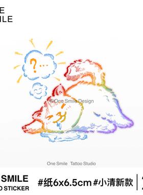 ONESMILE 彩虹梦猫咪 卡通可爱彩色学生儿童持久防水小清新纹身贴