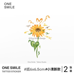 向日葵花卉爆款 ONESMILE 蜡笔小众梵高文艺女防水小清新ins纹身贴