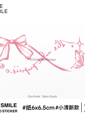 ONESMILE 女孩的莫比乌斯 粉色蝴蝶结可爱防水持久性感手臂纹身贴