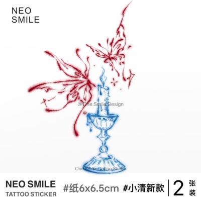 NEOSMILE许蜡烛红蝴蝶可爱音乐节个性手腕防水持久彩色学生纹身贴