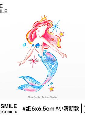 ONESMILE 人鱼公主 彩色卡通童话手臂手腕女可爱纹身贴儿童学生