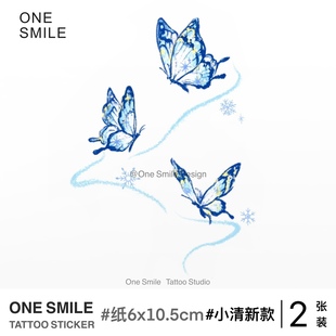 2张小清新纹身贴彩色纹身贴原创纹身贴 ONESMILE｜冬天梦蝴蝶M号