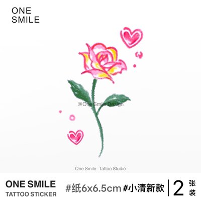 ONESMILE｜一朵玫瑰花 /2张  小清新纹身贴 彩色纹身贴