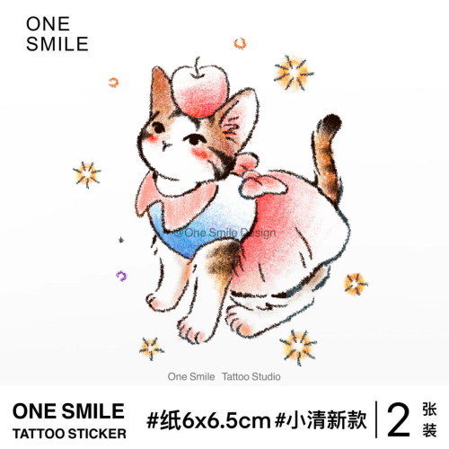 ONESMIL猫咪彩色纹身贴持久防水