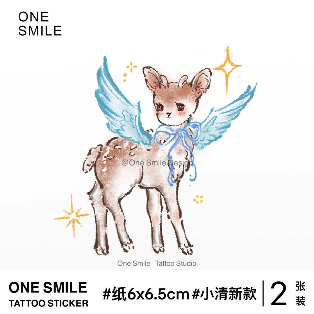 ONESMILE 小鹿天使 卡通彩色可爱少女学生持久防水纹身贴高级创意