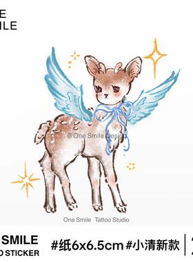ONESMILE 小鹿天使 卡通彩色可爱少女学生持久防水纹身贴高级创意