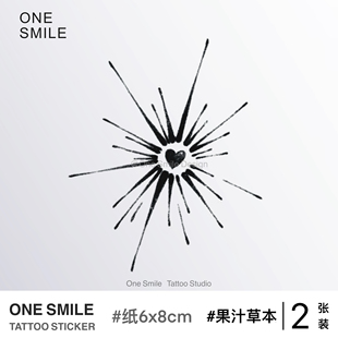 草本果汁防水持久手背情侣卡爱高级纹身贴 2张 烟花之心 ONESMILE