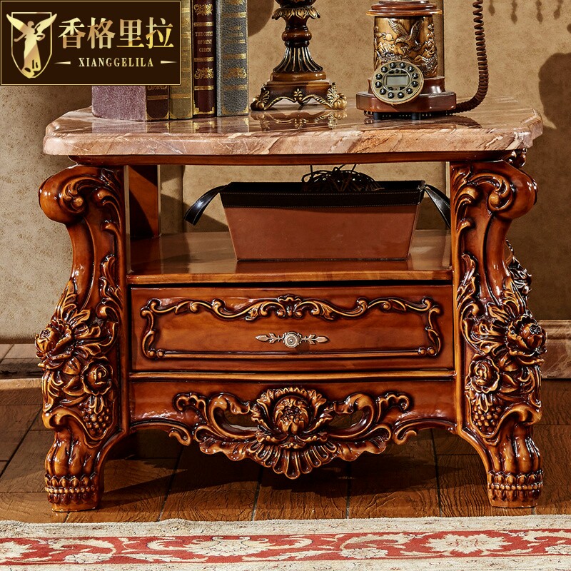 欧式方几美式客厅实木角几古典小方桌子茶几桌沙发边柜收纳储物柜