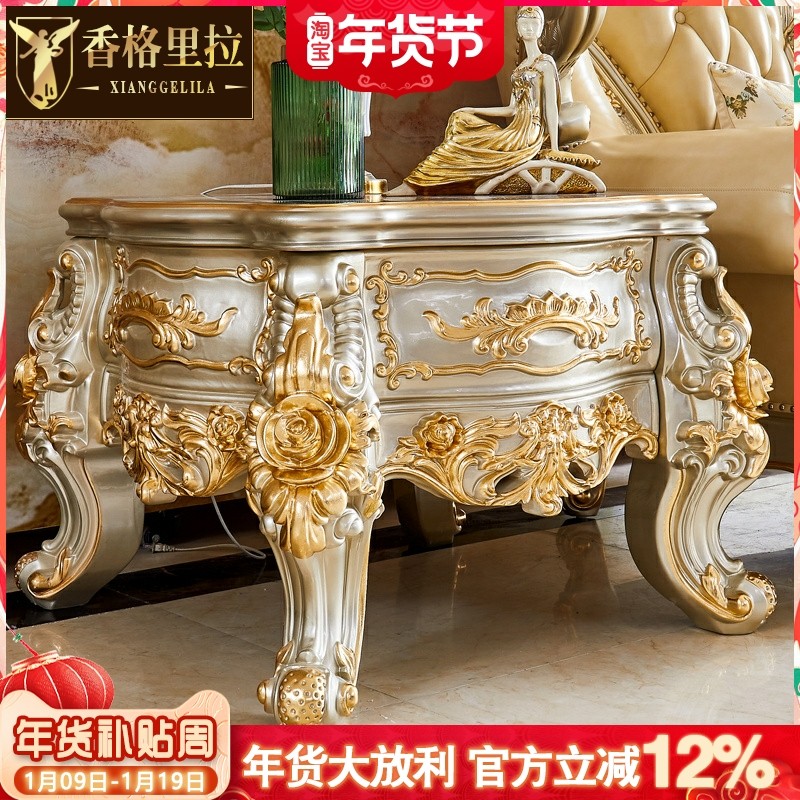 欧式方几美式别墅客厅实木角几边几沙发边桌复古小边桌小茶桌边柜