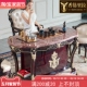 欧式茶桌客厅家用大小户型红檀色大理石实木茶桌椅功夫茶水泡茶桌
