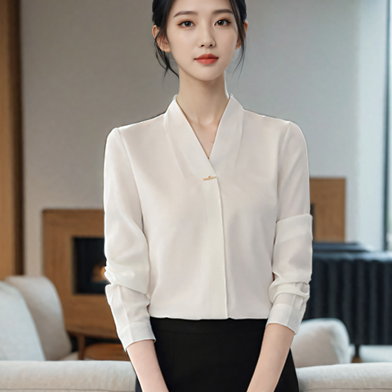 职业衬衫女正装高级感2026春夏新款不透不皱白色长袖大码职场衬衣