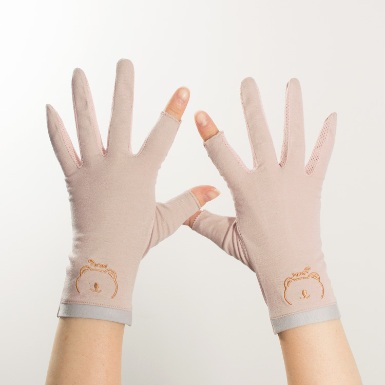 露二指薄款防晒棉布夏季春秋手套