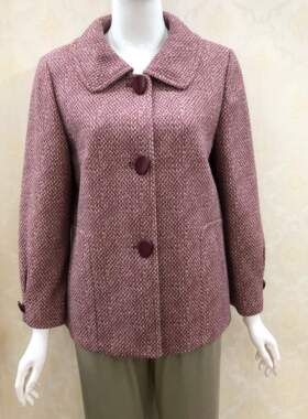 佰仟纳23075中老年女装大气妈妈装60-70岁春秋复古领格纹外套23新