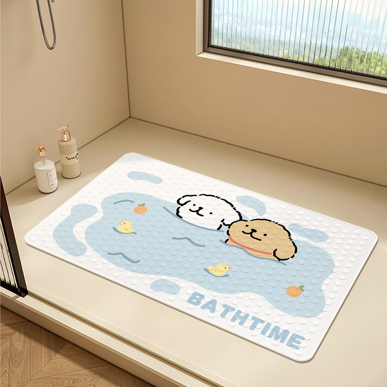 线条狗吸盘地垫浴室儿童洗澡专用防滑脚垫淋浴房垫子好洗不长霉