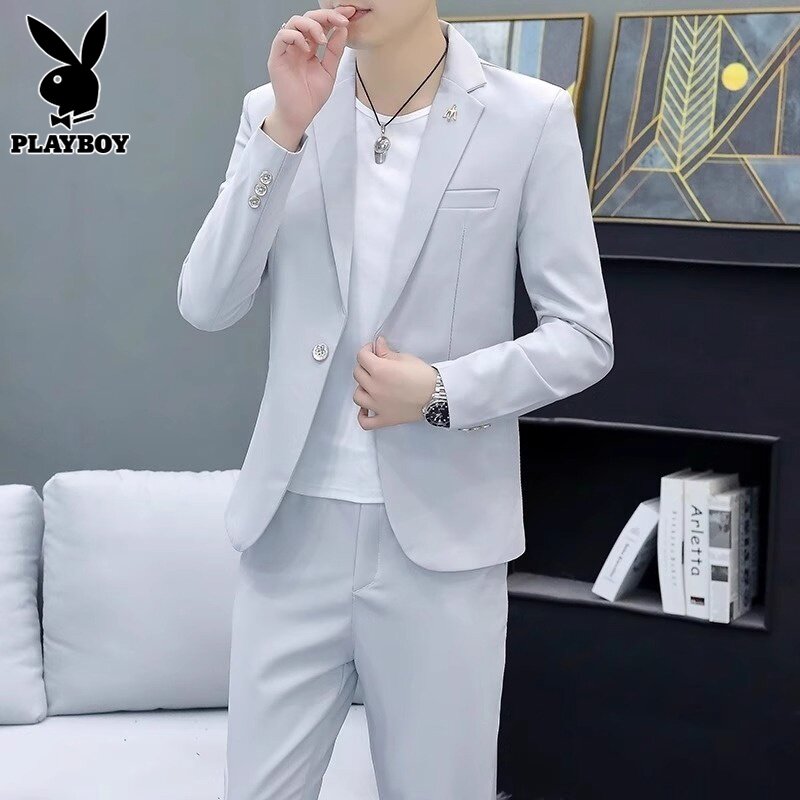 花花公子休闲西服套装男士2026年秋季新款搭高级商务小西装男一套