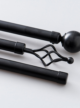 露露家 北欧罗马杆窗帘杆静音黑色单杆双杆卧室客厅打孔杆子轨道