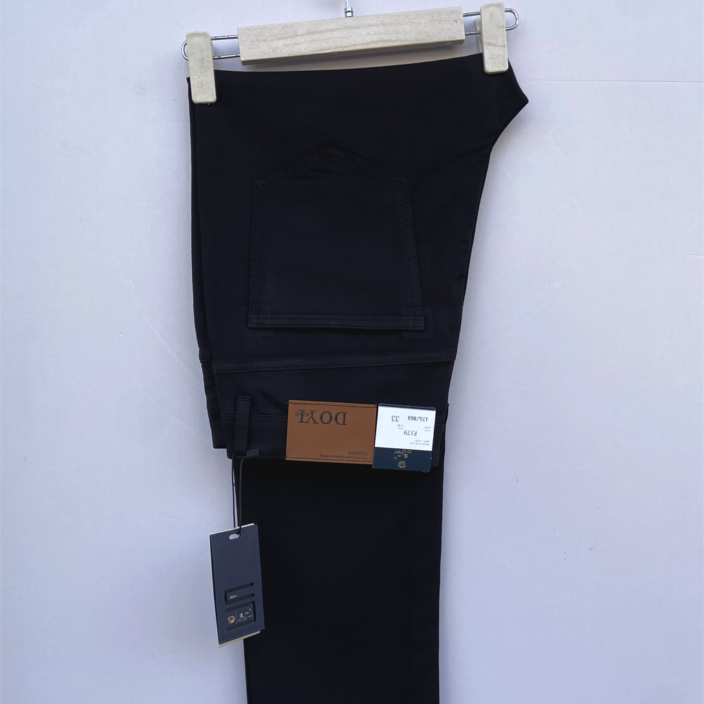 道一牛仔男裤纯黑色2025春夏新款薄料E179高腰弹力直筒中年爸爸