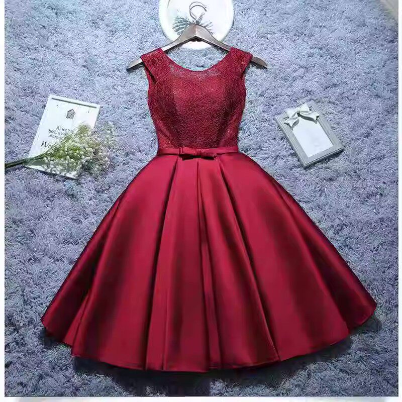 新款敬酒服新娘红色显瘦短款晚礼服结婚订婚连衣裙派对小礼服图片