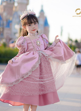 kw家女童粉色美人鱼丝绒公主裙儿童礼服长裙25春夏爱丽儿公主裙