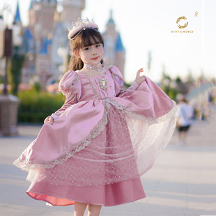 kw家女童粉色美人鱼丝绒公主裙儿童礼服长裙25春夏爱丽儿公主裙