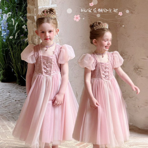 女童爱丽儿亮片网纱公主裙