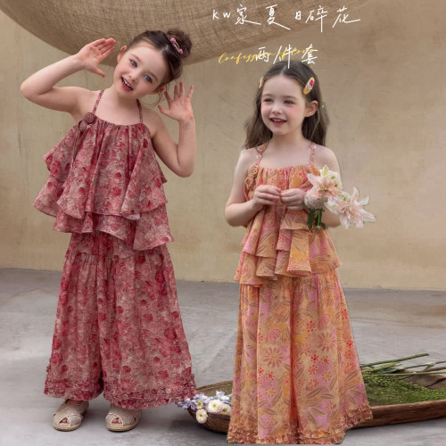 女童夏装玫瑰碎花两件套