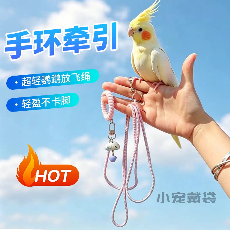 镭射可伸缩鹦鹉牵引绳超轻设计