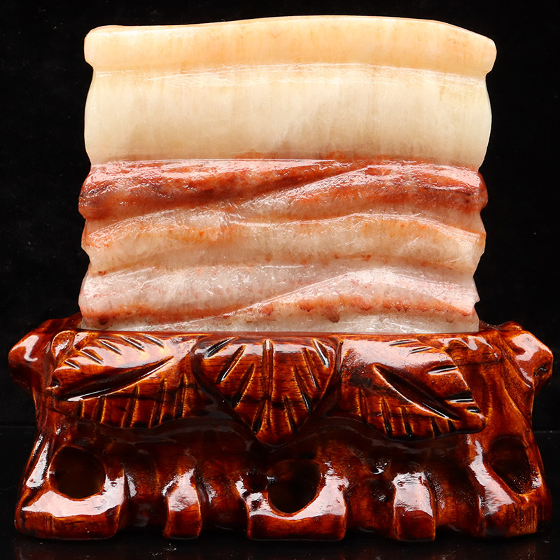 奇石摆件天然石材猪肉石五花肉装饰高档工艺品石雕16*15*5cm1626g
