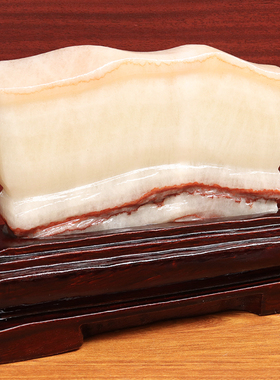 天然石材奇石摆件猪肉石桌面装饰雕刻石摆件21*15*2cm1630g