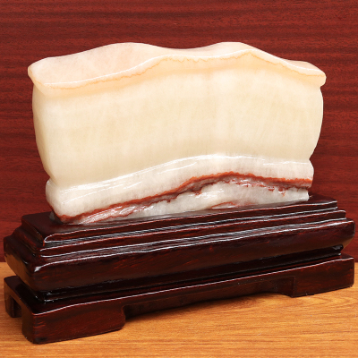 天然石材奇石摆件猪肉石桌面装饰雕刻石摆件21*15*2cm1630g