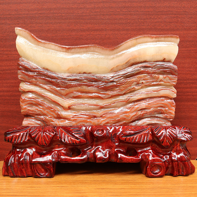 天然石材奇石摆件猪肉石桌面装饰雕刻石摆件28*21*8cm8643g
