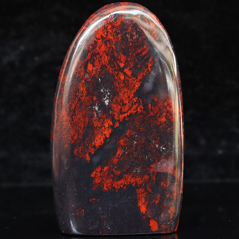 天然玉石印章闲章桂林鸡血玉石摆件乾坤料黑底红54*94*21mm202g