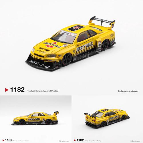 MINIGT#1182 日产Nissan LB-ER34 SKYLINE 黄色 合金汽车模型1:64